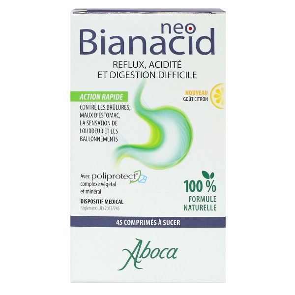 NeoBianacid acidité et reflux goût citron 45 comprimés